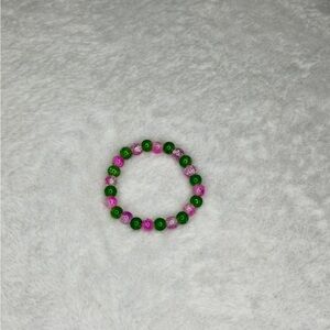 Green and Pink Beaded Bracelet